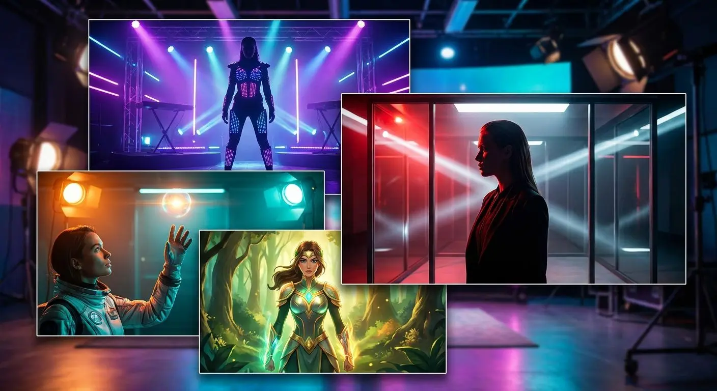 Collage of fictional TV advert scenes showing female-led campaign styling across 2024 and 2025