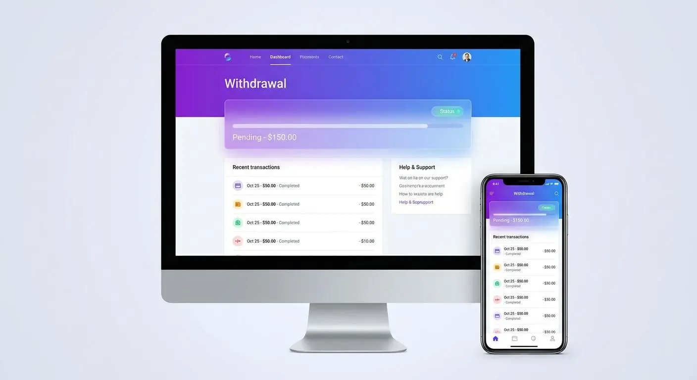 Interface concept showing transparent withdrawal information and fair payout tracking