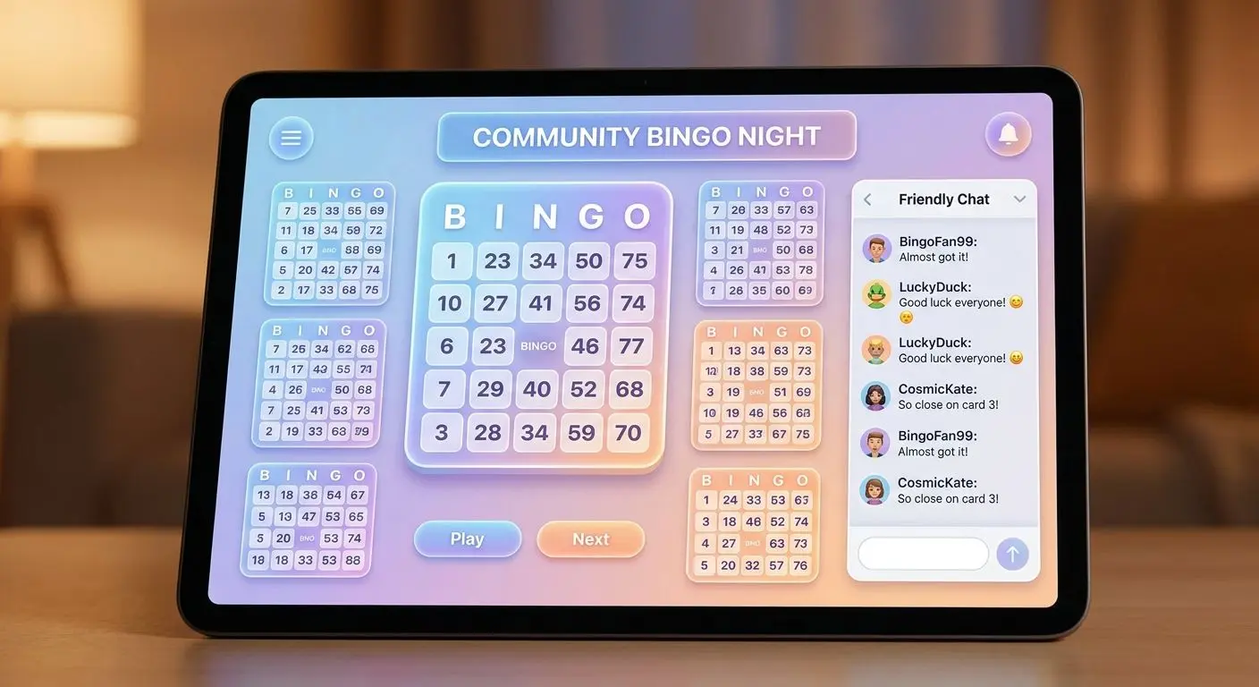 Bingo game window with active chat and player nicknames