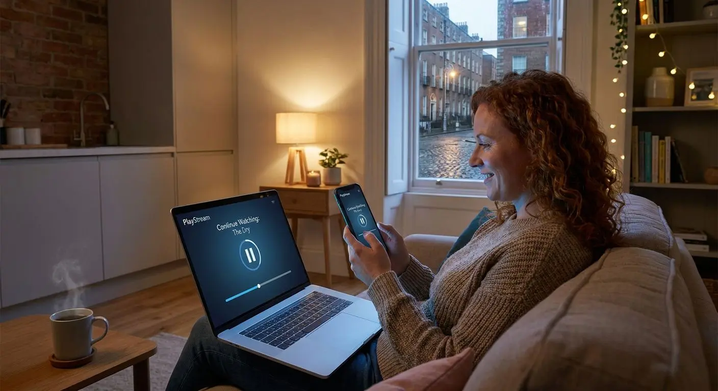 User accessing the same gaming platform on laptop and smartphone