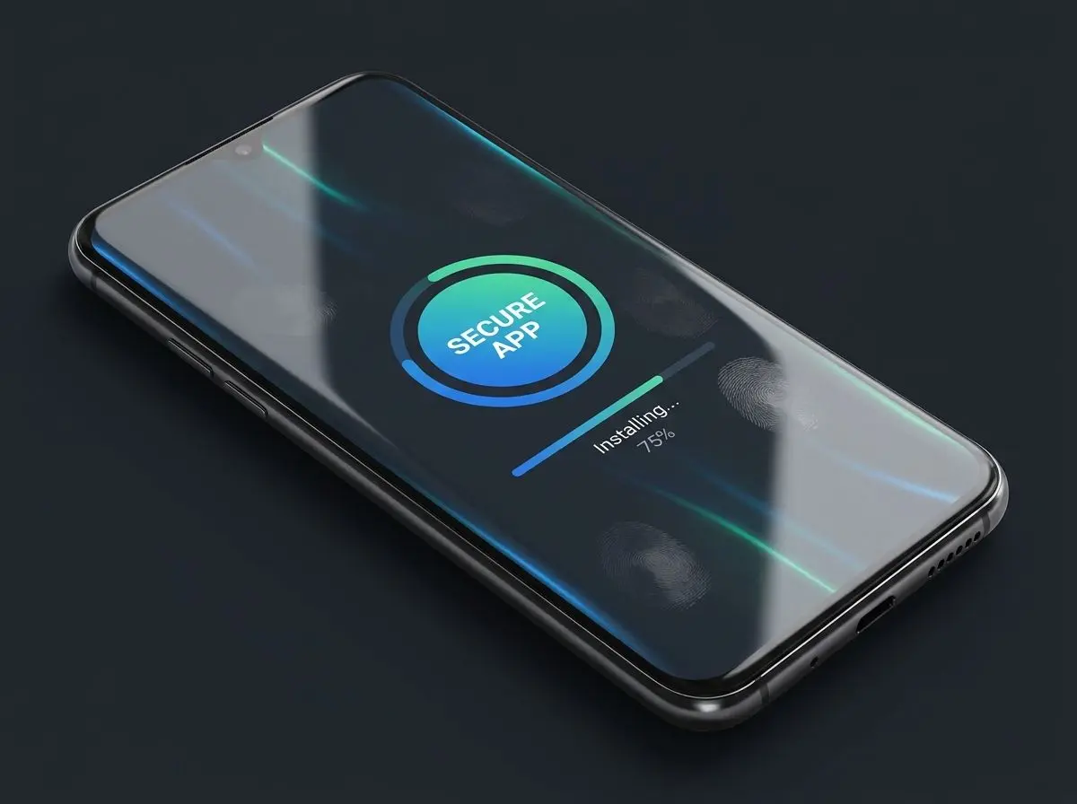 Android phone installing PlayOJO APK with progress bar