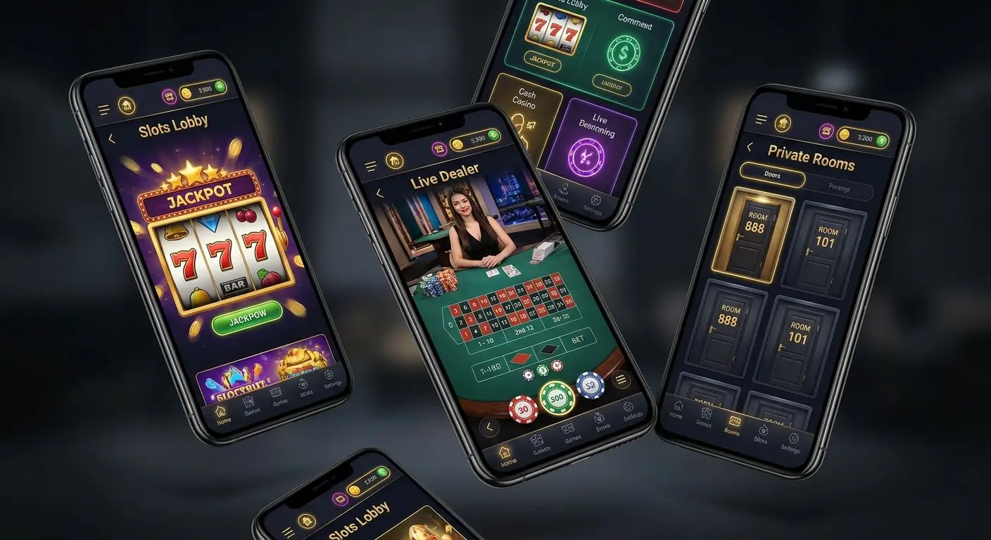 PlayOJO mobile app screens with slots bingo and live game sections