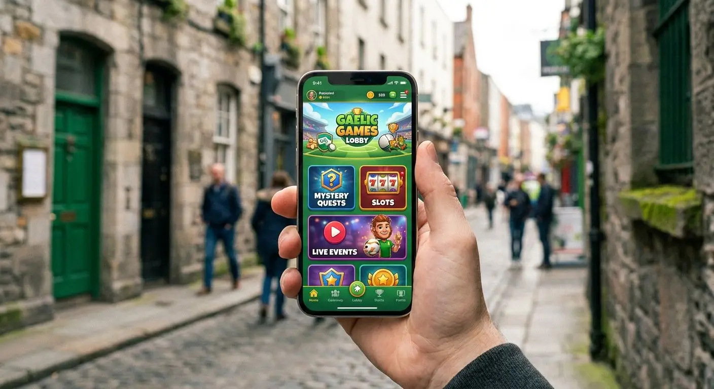 Irish player holding smartphone with PlayOJO-style mobile interface