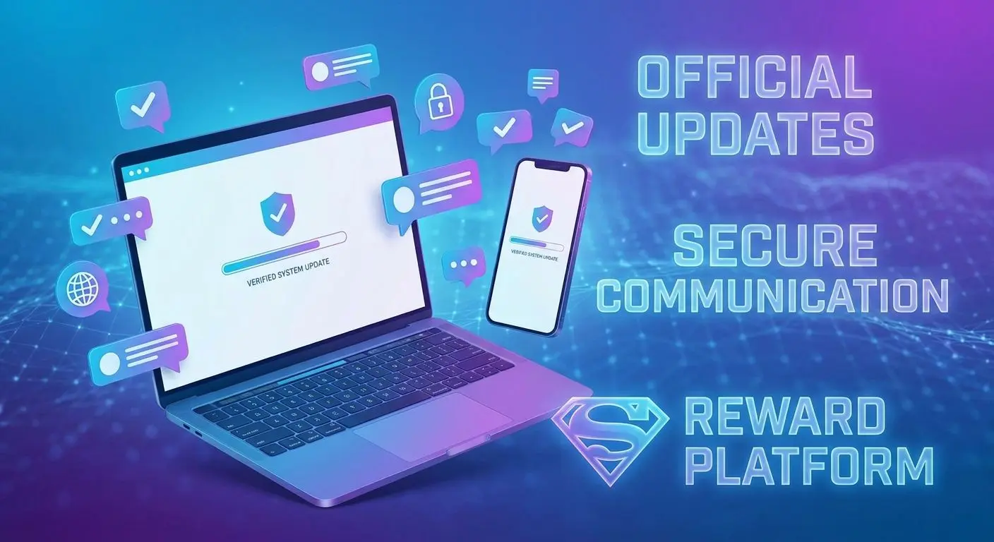Devices and social icons representing official channels for Kicker updates