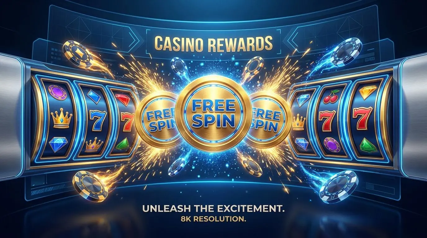 PlayOJO Free Spins Offer Illustration Illustration of a free spins promo with slot reels and coins