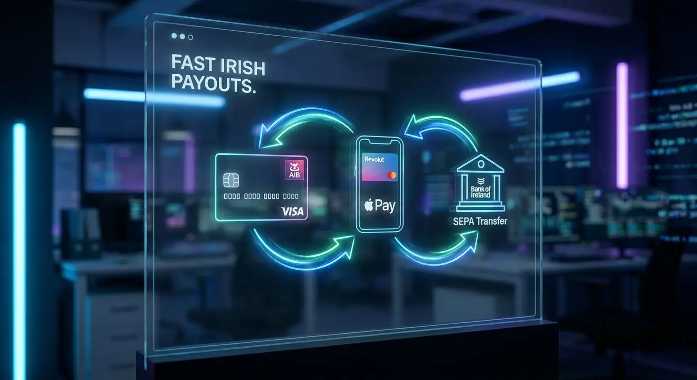 Payment methods and payout speed options Different payout methods with speed indicators for Irish players