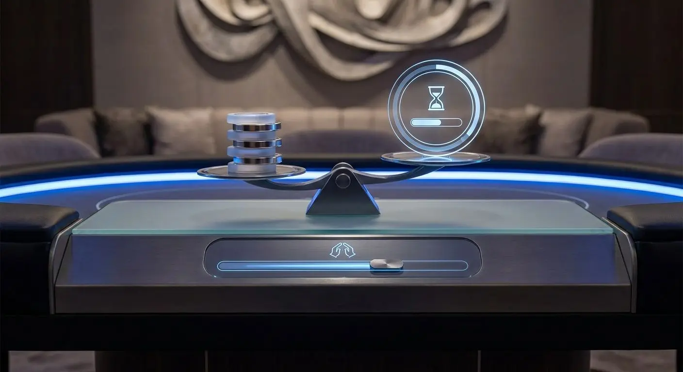Balance between high-limit play and personal control with timer and chips