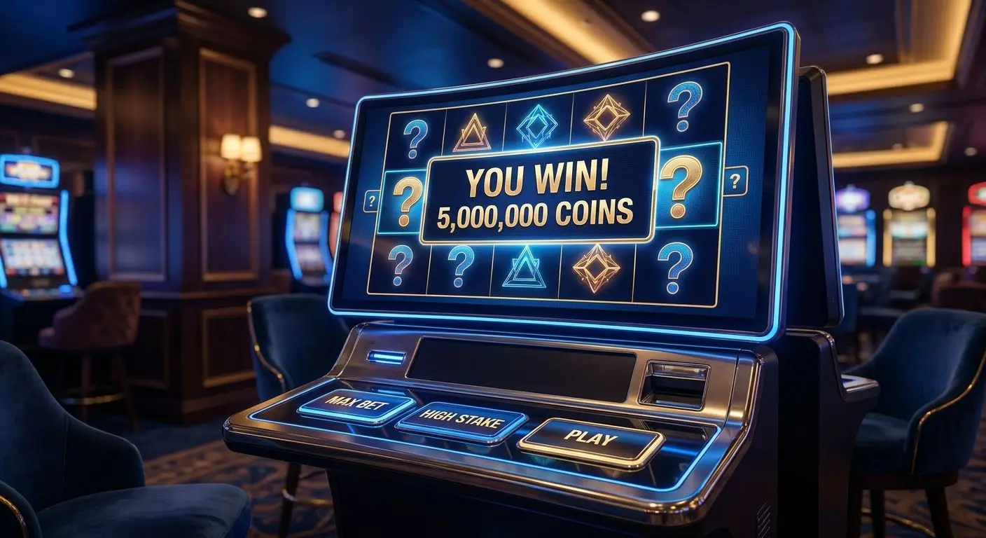 High stake slot interface showing payout concept and random outcomes