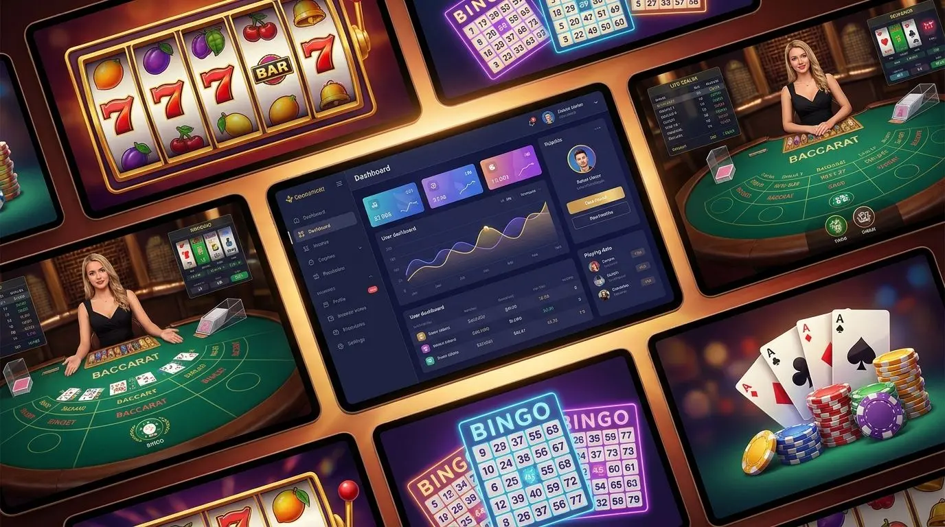 Collage of slots live casino and bingo game categories in PlayOJO review
