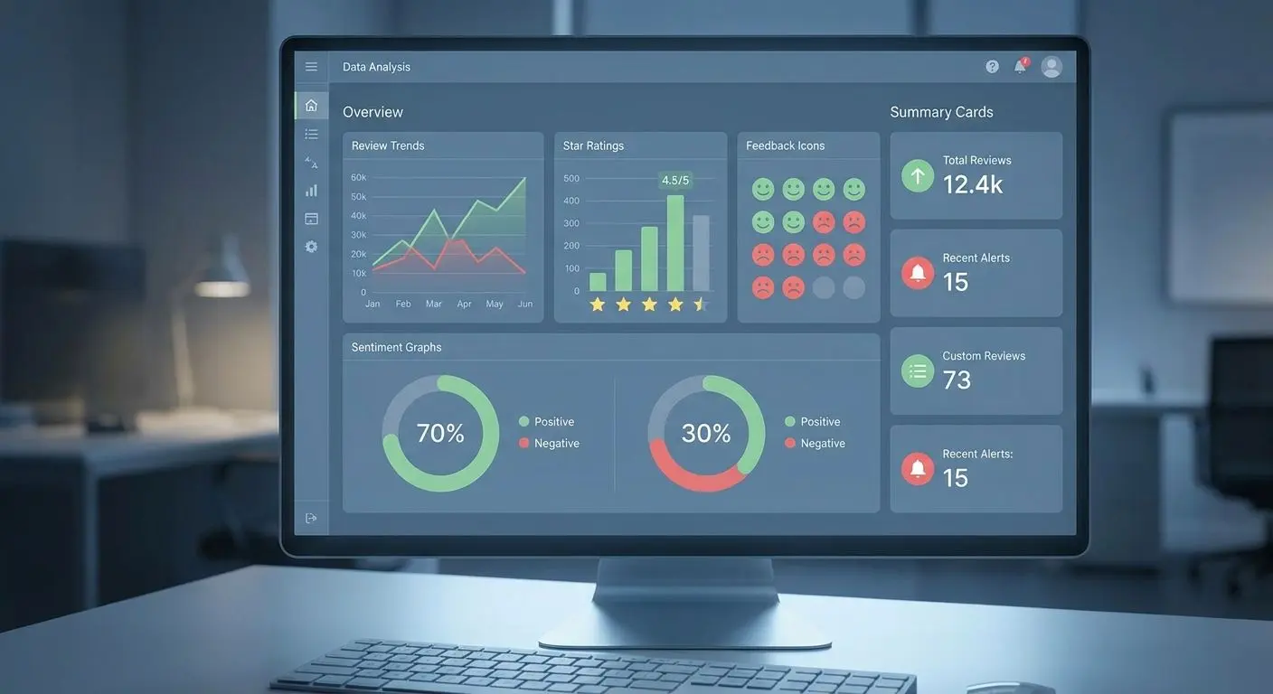 Trustpilot style review summary dashboard Dashboard visualising user review trends and ratings