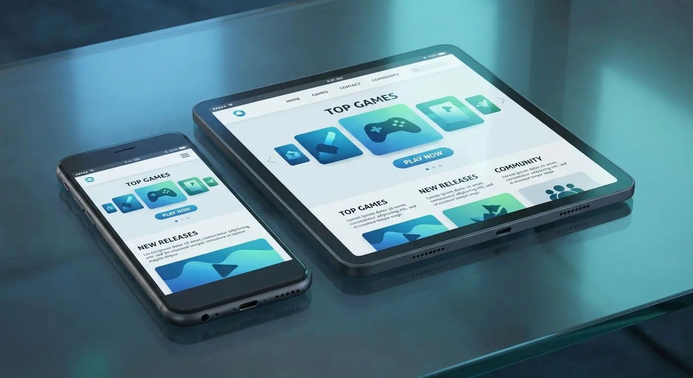 Mobile Site Across Phone and Tablet Phone and tablet showing a mobile-optimised gaming site