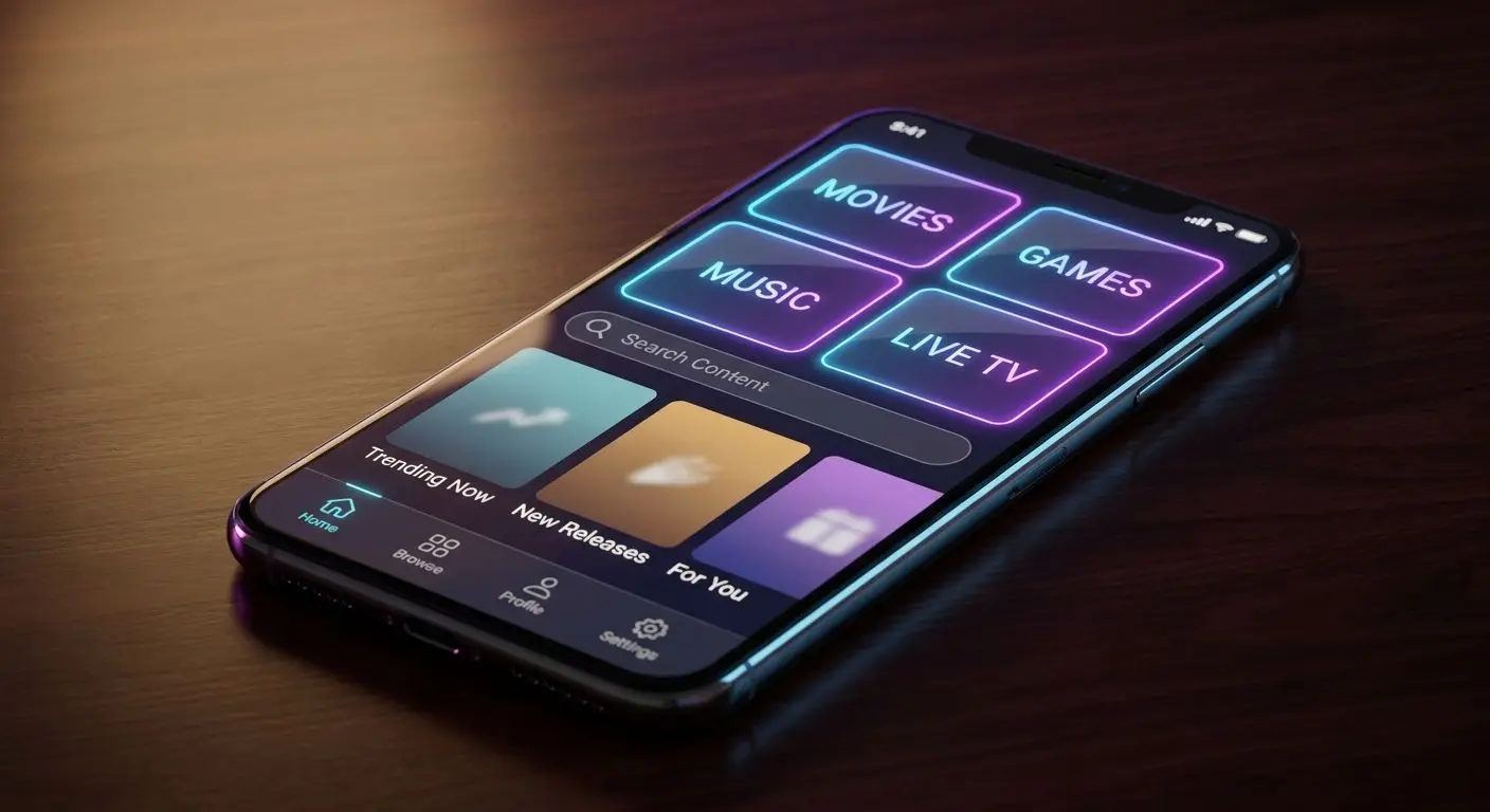 Touch-Friendly Mobile Lobby Interface Mobile lobby interface with touch-friendly navigation on smartphone