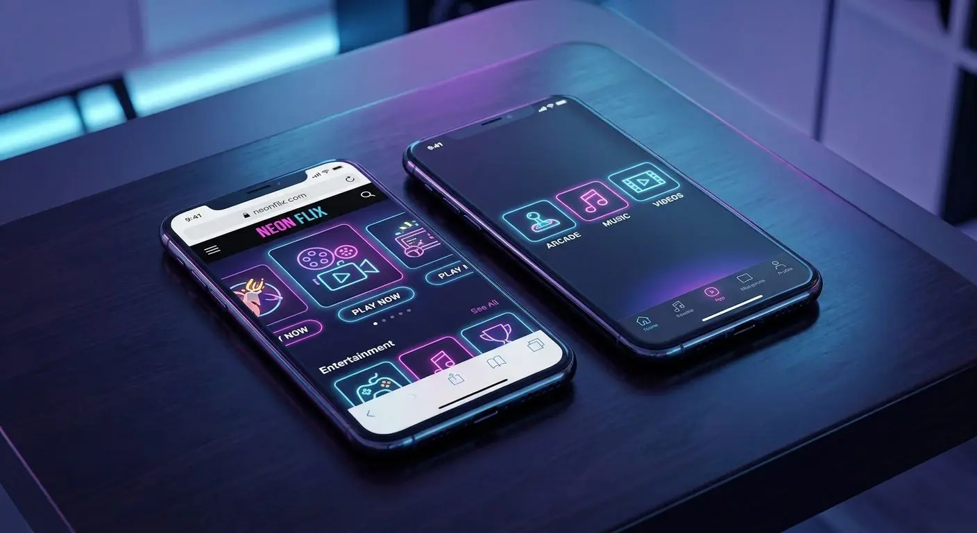 Comparison of mobile web and native app on two devices