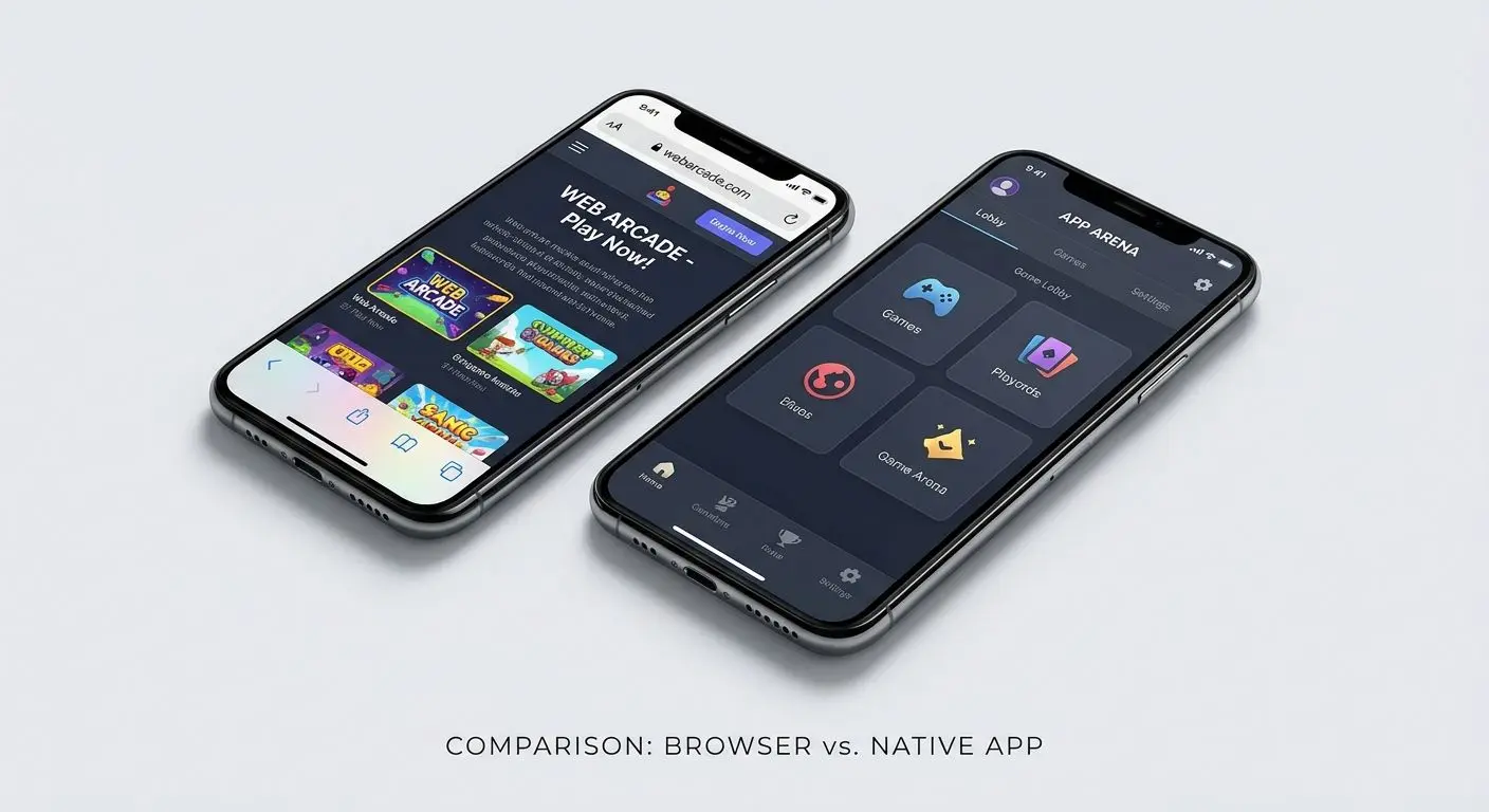 PlayOJO app vs mobile site comparison Comparison of mobile website and native app on two phones