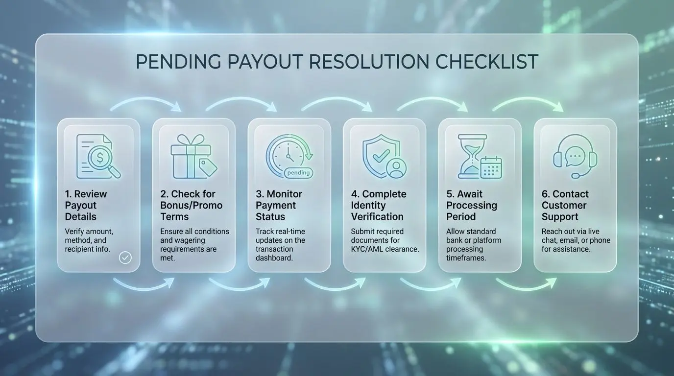 Checklist steps to solve a pending withdrawal