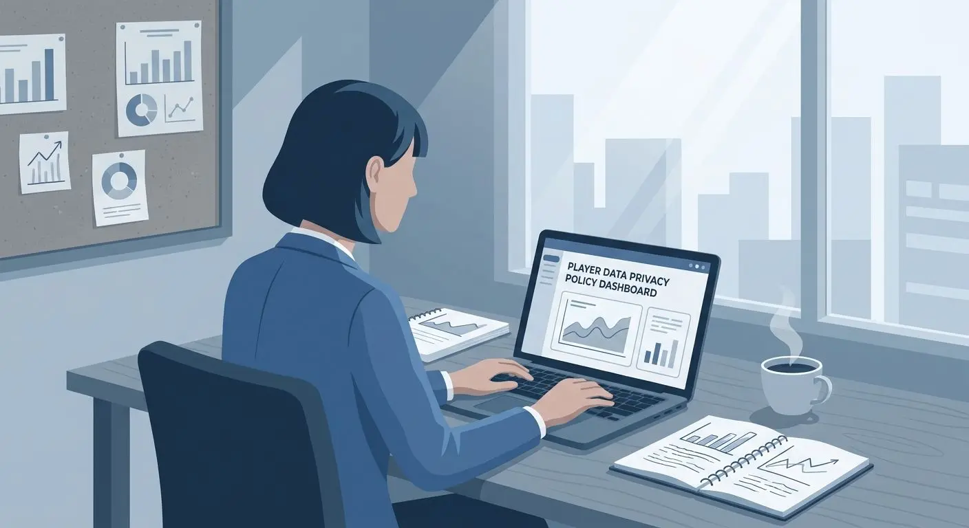 Illustration of iGaming analyst reviewing privacy documents