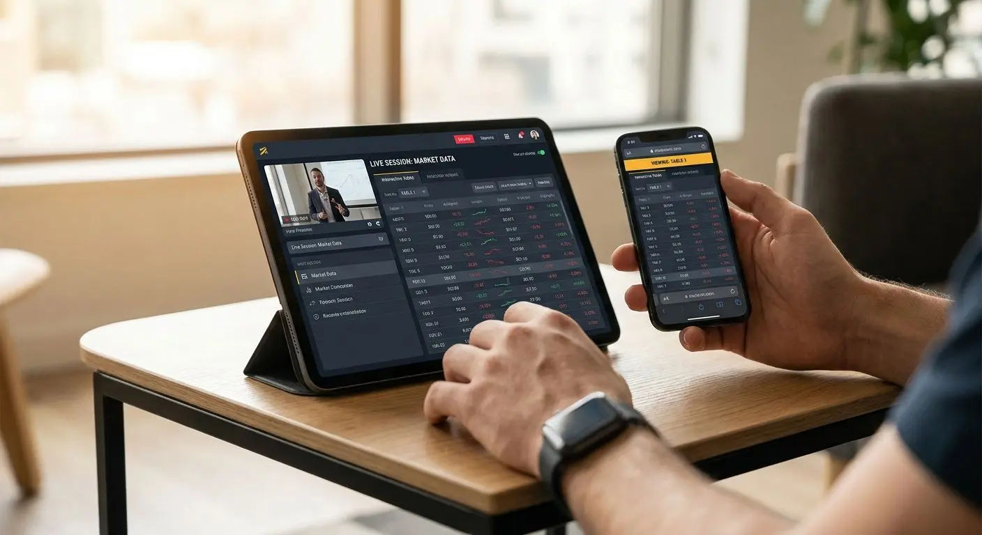 Real-time play on mobile devices Mobile device showing real-time live table interface
