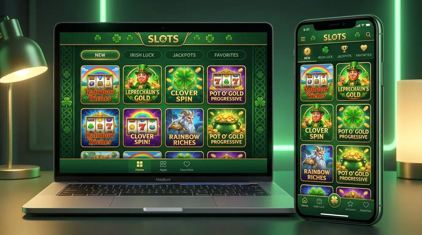 PlayOJO slots lobby illustration Slots lobby interface showing game selection and categories