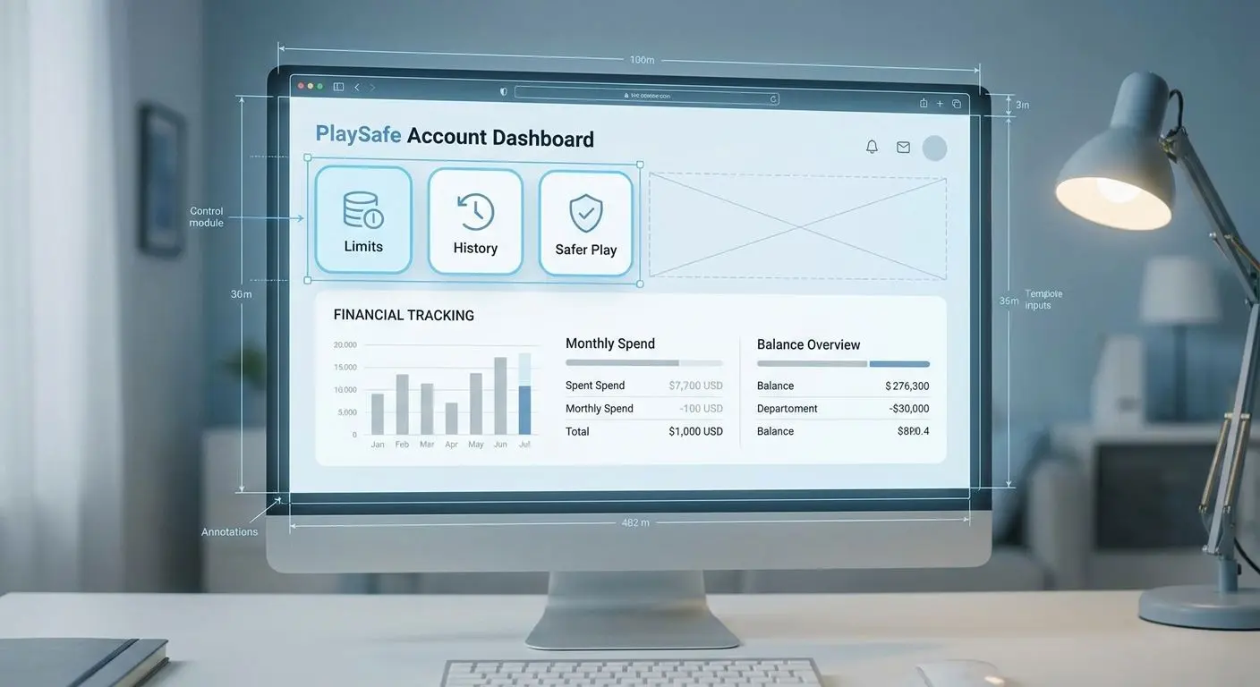 PlayOJO account safer play controls Profile dashboard showing limits, history and safer play sections