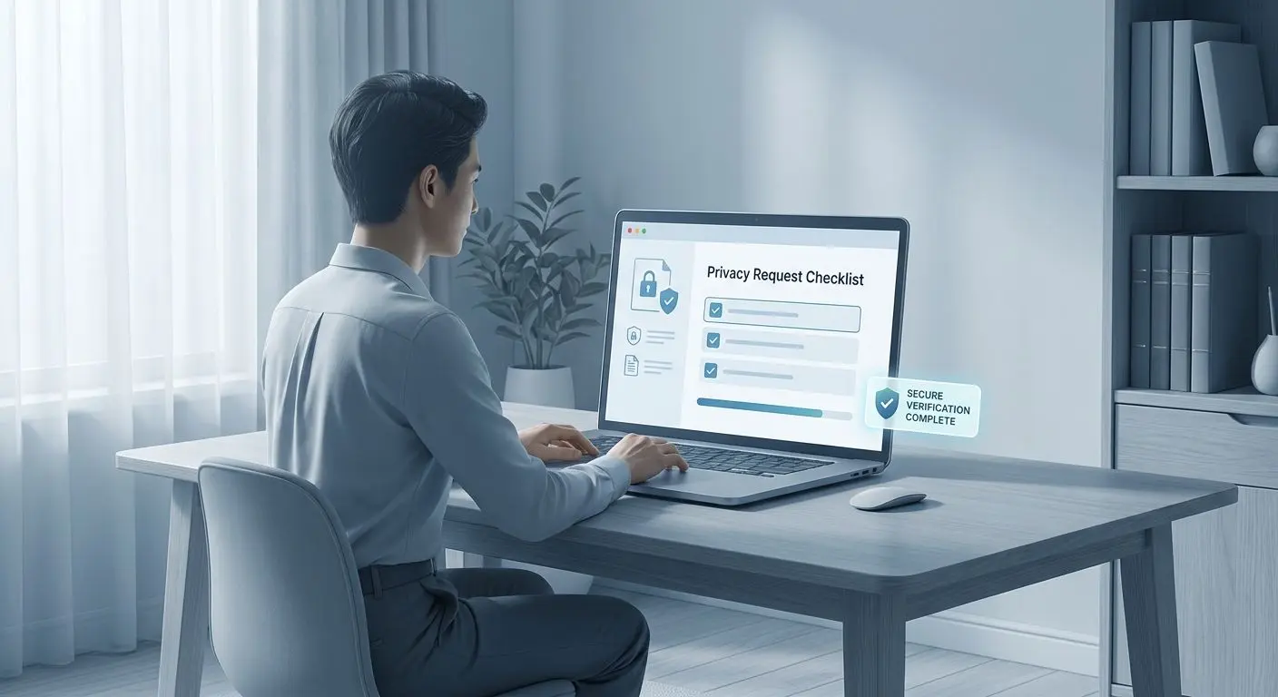 Step by step GDPR request process on screen