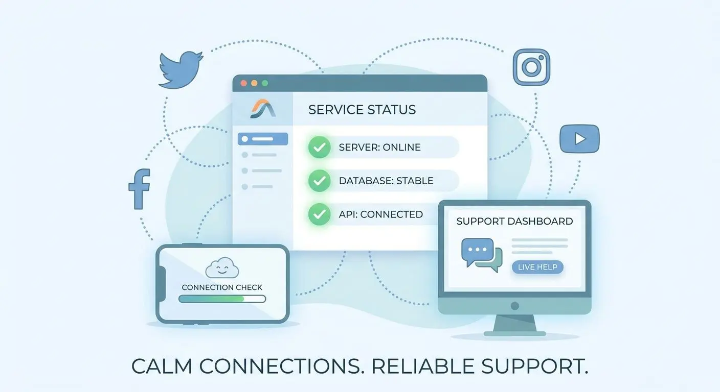 Social media and service status update illustration