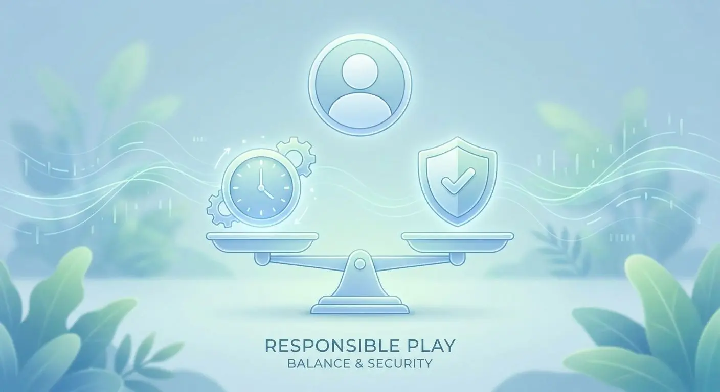 Responsible gaming tools illustration with balance and time controls