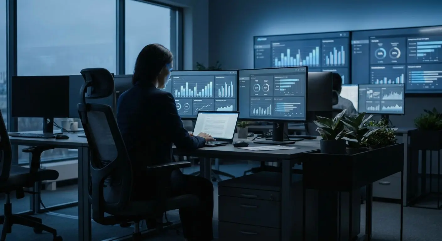 Expert analysis of the welcome offer Fictional analyst reviewing promotional data on a laptop with charts in the background