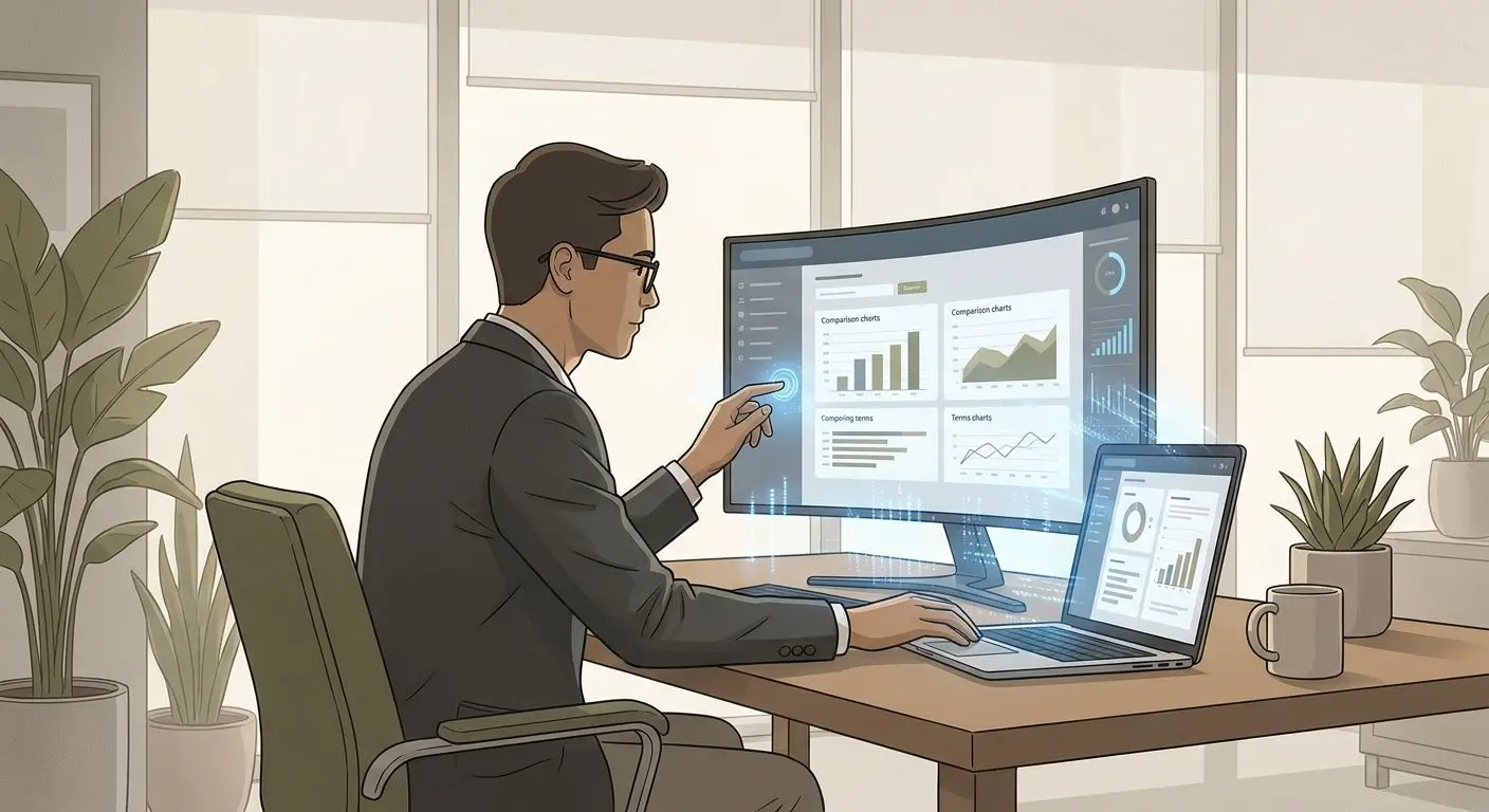 Bonus analyst reviewing PlayOJO offers Fictional analyst reviewing bonus terms on a laptop