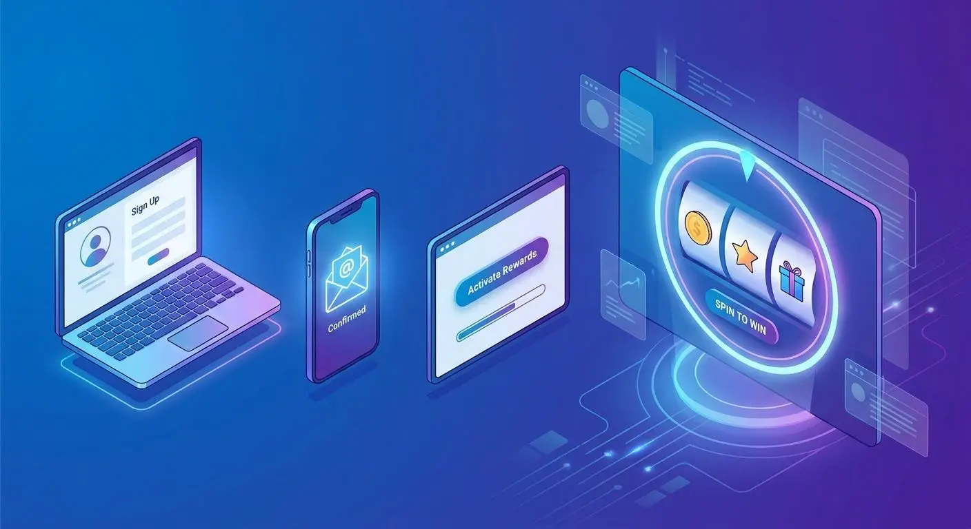 Illustration of registration, activation and free spins process