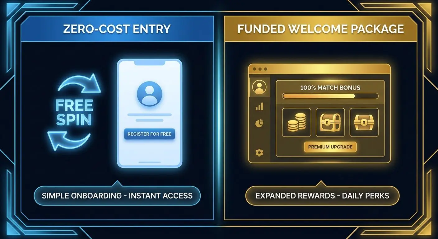 Comparison between no deposit free spins and welcome signup offer